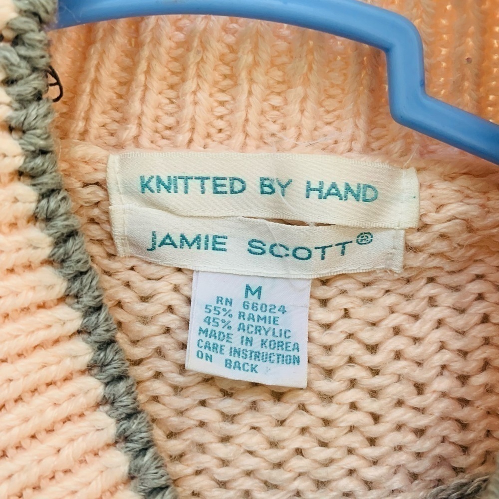 Jamie Scott Knitted by Hand Pale Pink Sweater Size M - Picture 2 of 5